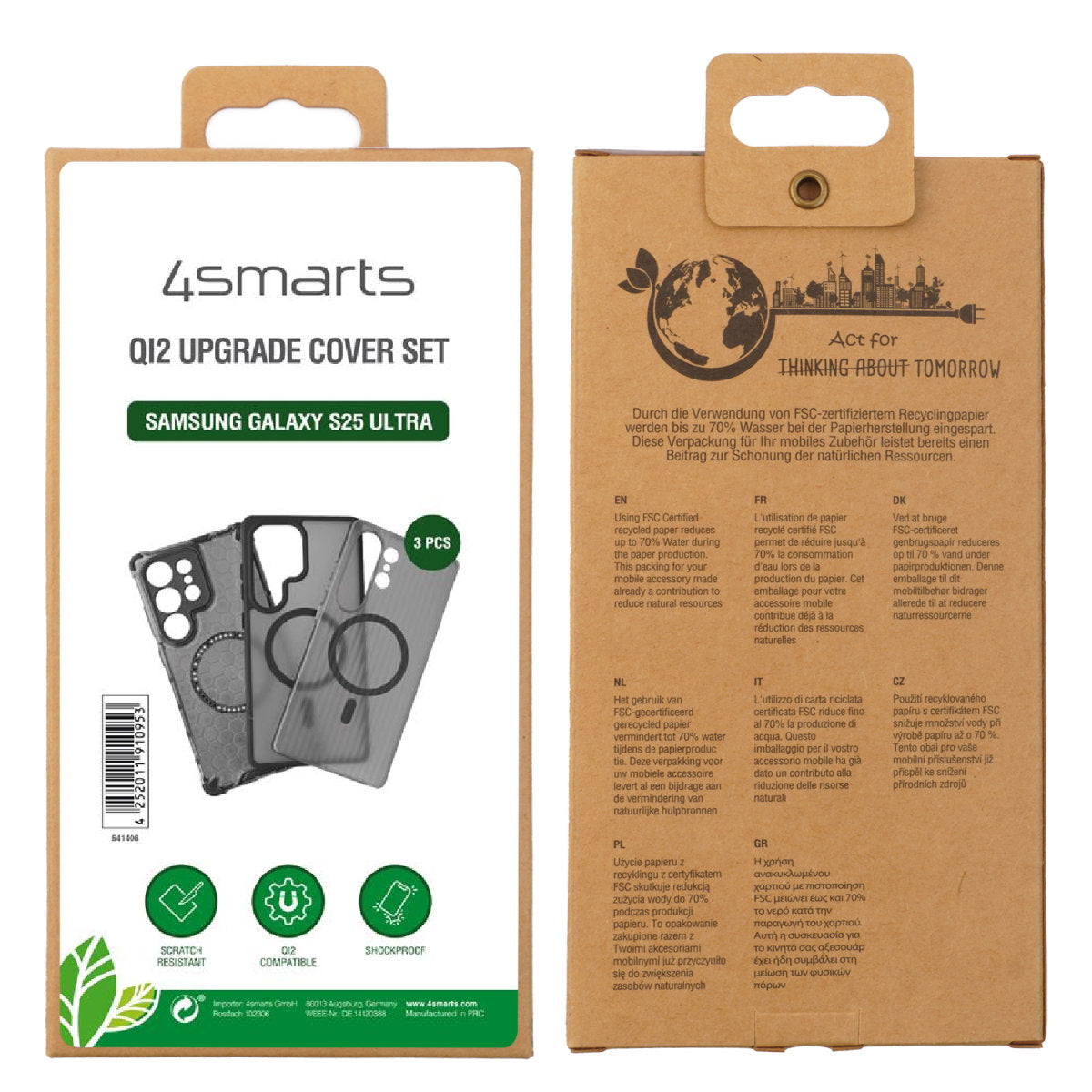4smarts Backcover – für Samsung Galaxy S25 Ultra – grau/transparent – TPU/PC