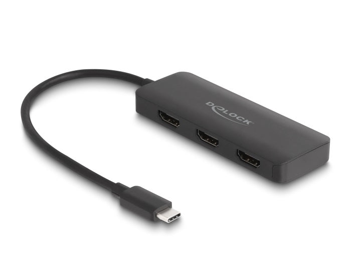 DeLOCK USB-C Splitter zu 3× HDMI – 4K (3840 × 2160) @ 30 Hz, DP Alt Mode, 0,15 m, für Windows 10/11