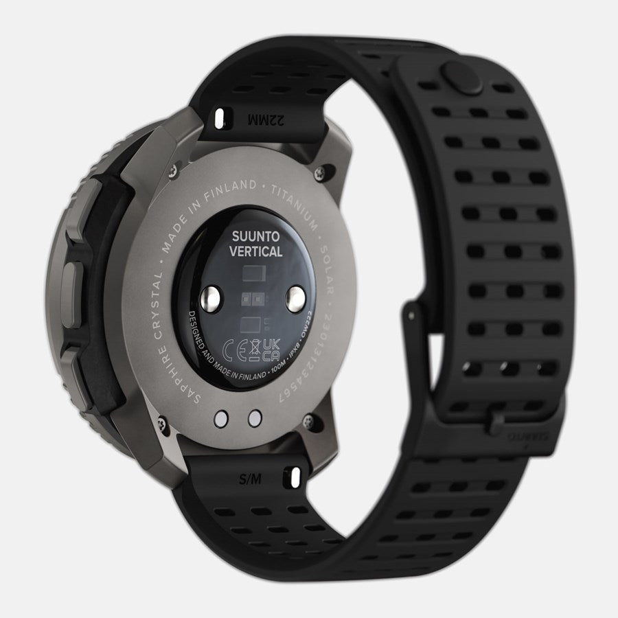 Suunto Vertical Titanium Solar 49 mm GPS – Titan Schwarz, Sportarmband, S/M, 100 m