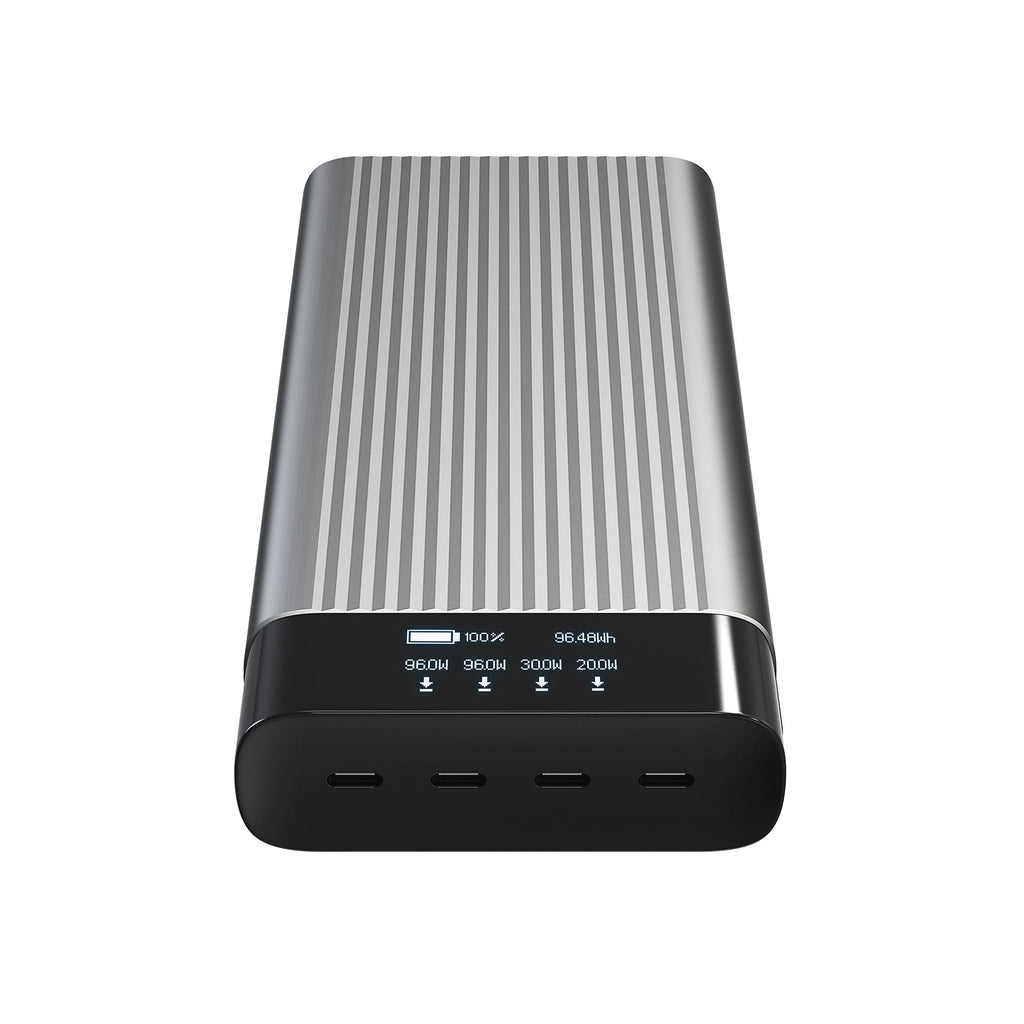HYPER Powerbank 27000 mAh, PD 245 W, 4× USB-C, Durchgangsladung, für Smartphones, Schwarz