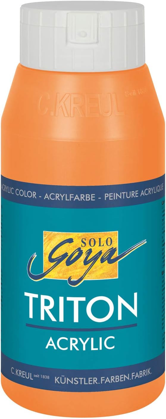 KREUL Triton Acryl Flüssig Acrylfarbe – Orange, wasserfest – 750 ml – für Papier, Holz, Metall