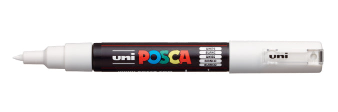 Uni-Ball POSCA Kreativ-/Pigmentmarker – Rundspitze 0,7–1 mm, weiss, 1 Stk., deckend, geruchlos – für viele Oberflächen