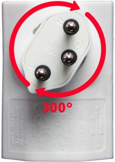 Brennenstuhl Winkeladapter T12 zu T13 – 230 V, 10 A, drehbar 300° – Weiss, für CH