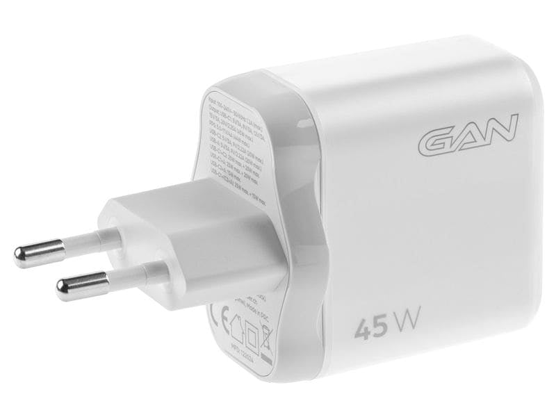 ONIT F02798 USB-Ladegerät 45 W – USB-C×2, USB-A×1 – PD 3.0, PPS, QC 3.0, GaN – EU-Stecker (Typ C), Weiss