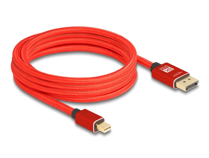 DeLOCK Mini-DisplayPort auf DisplayPort Kabel DP 1.4 8K 60 Hz – 3 m – Rot