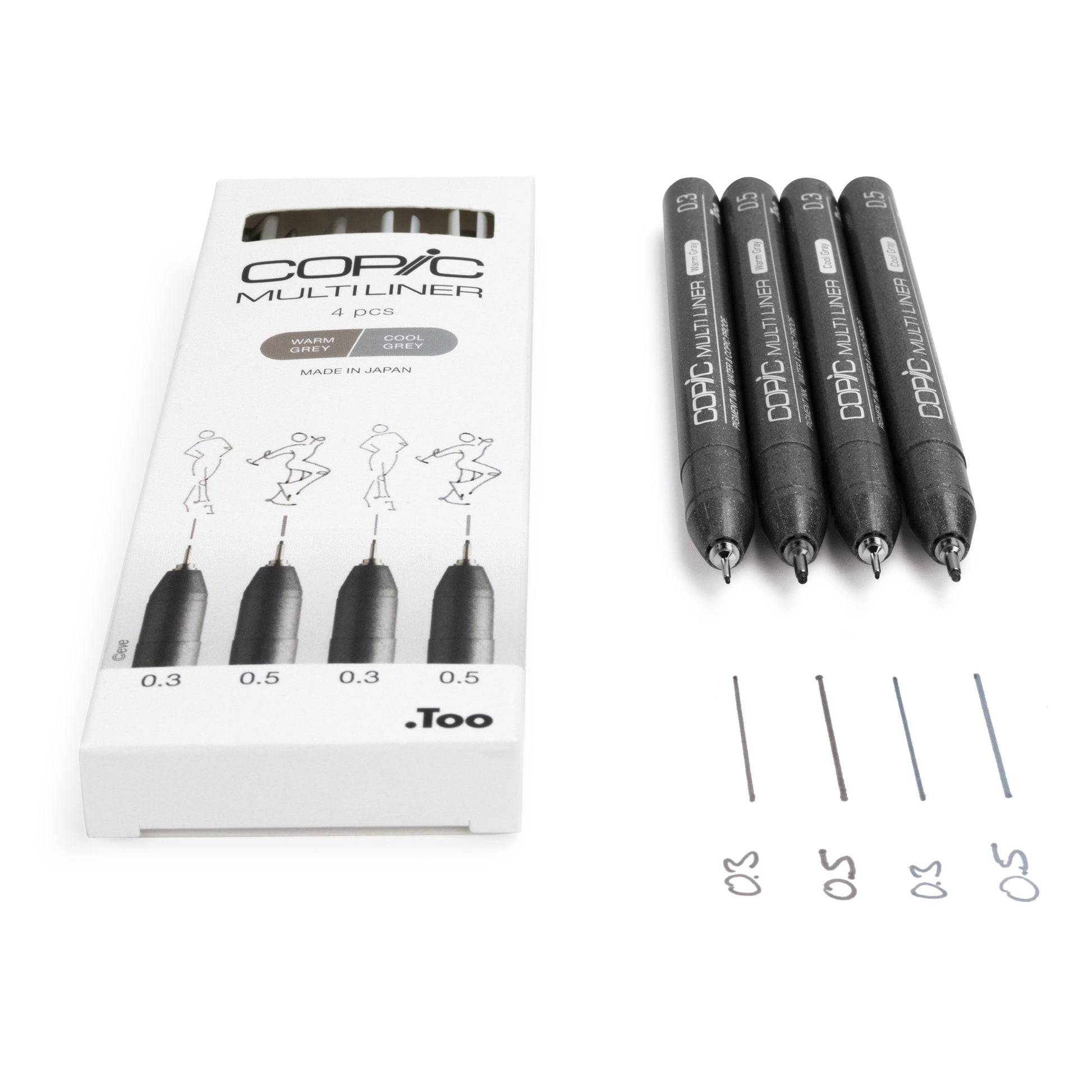 Copic Multiliner Fineliner Set – 4 Stk., 0,3–0,5 mm, 2 Farben, wasserfest