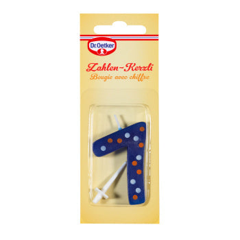 Dr. Oetker Geburtstagskerzen Zahl 7 – mehrfarbig – 5 × 13,5 × 0,1 cm – 1 Stk
