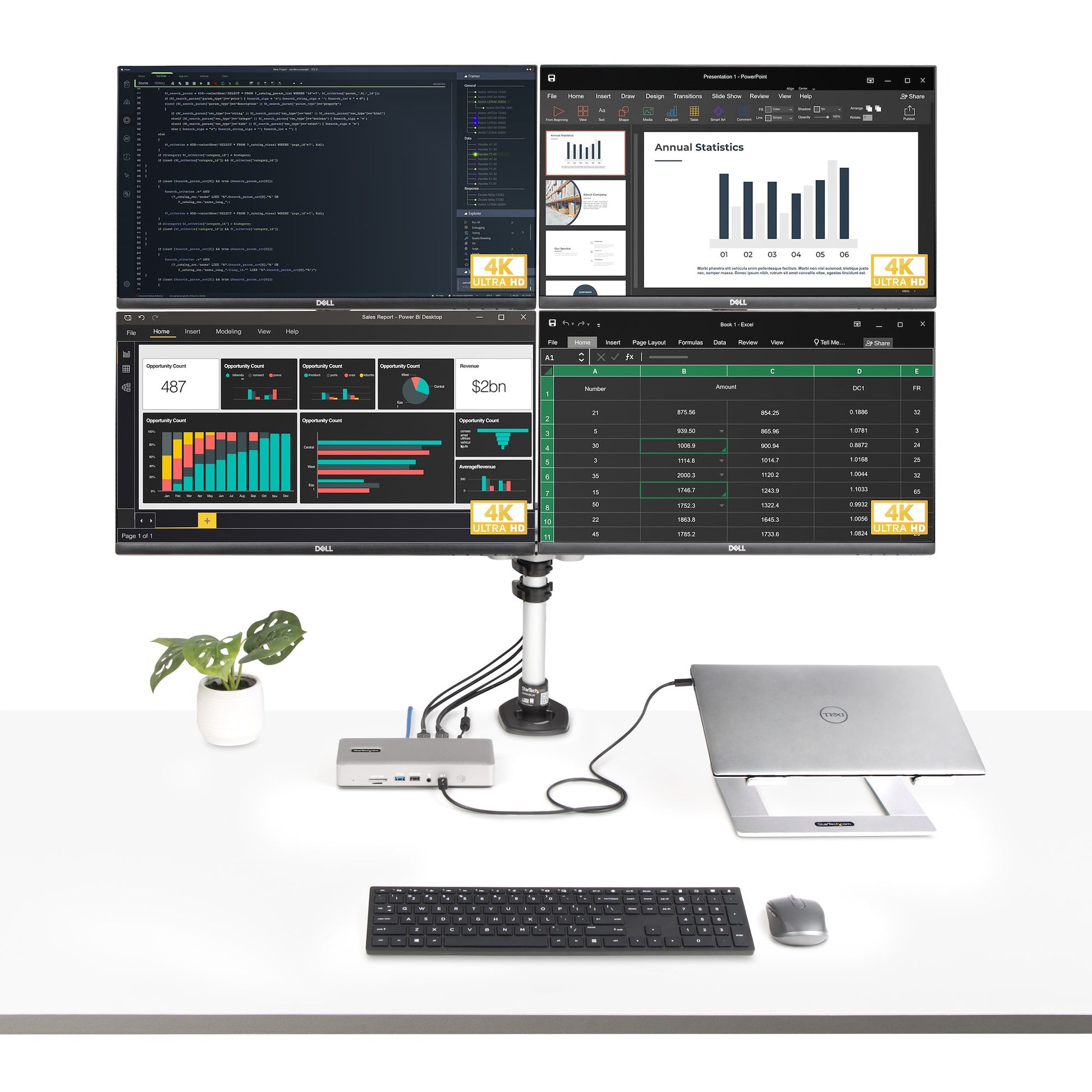 StarTech.com Dockingstation – Thunderbolt 4, 2× DP, 2× HDMI, 98 W PD, 2,5GbE, für Windows/Mac