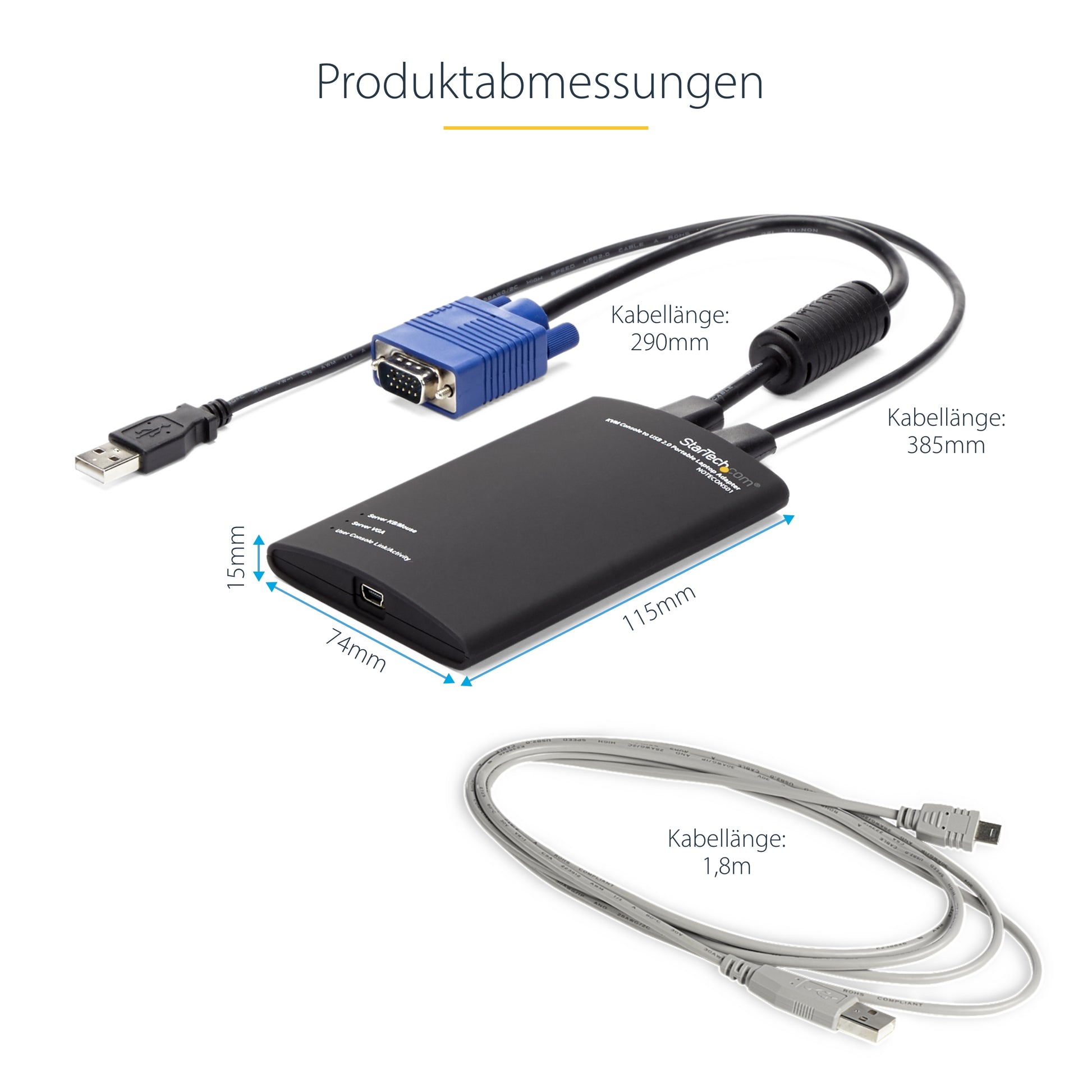 StarTech.com USB-Extender (KVM Crash-Cart Adapter) – VGA, USB 2.0, USB Mini-B/USB A, PS/2 – für Laptop