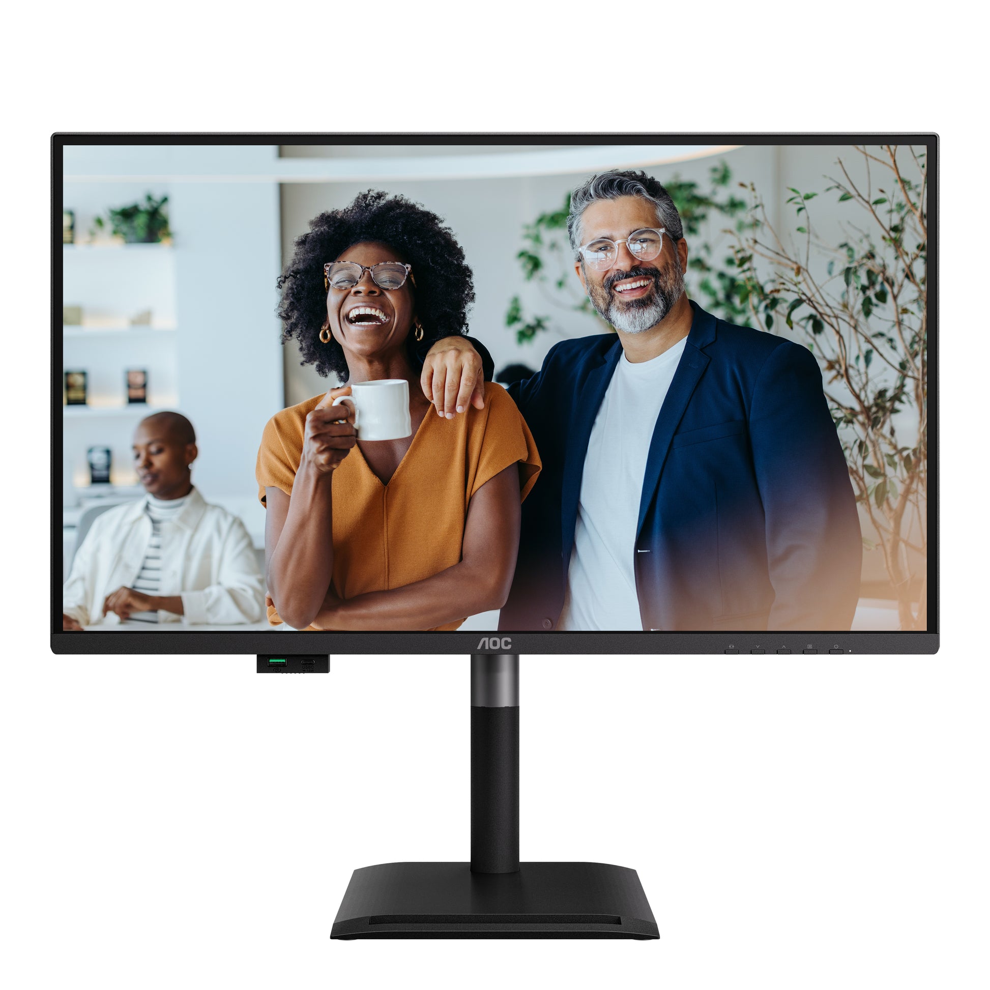 AOC Q27P4CV – Monitor, 27", 2560 × 1440 (WQHD), IPS, 120 Hz, USB-C, KVM, Lautsprecher, VESA 100 × 100, Schwarz
