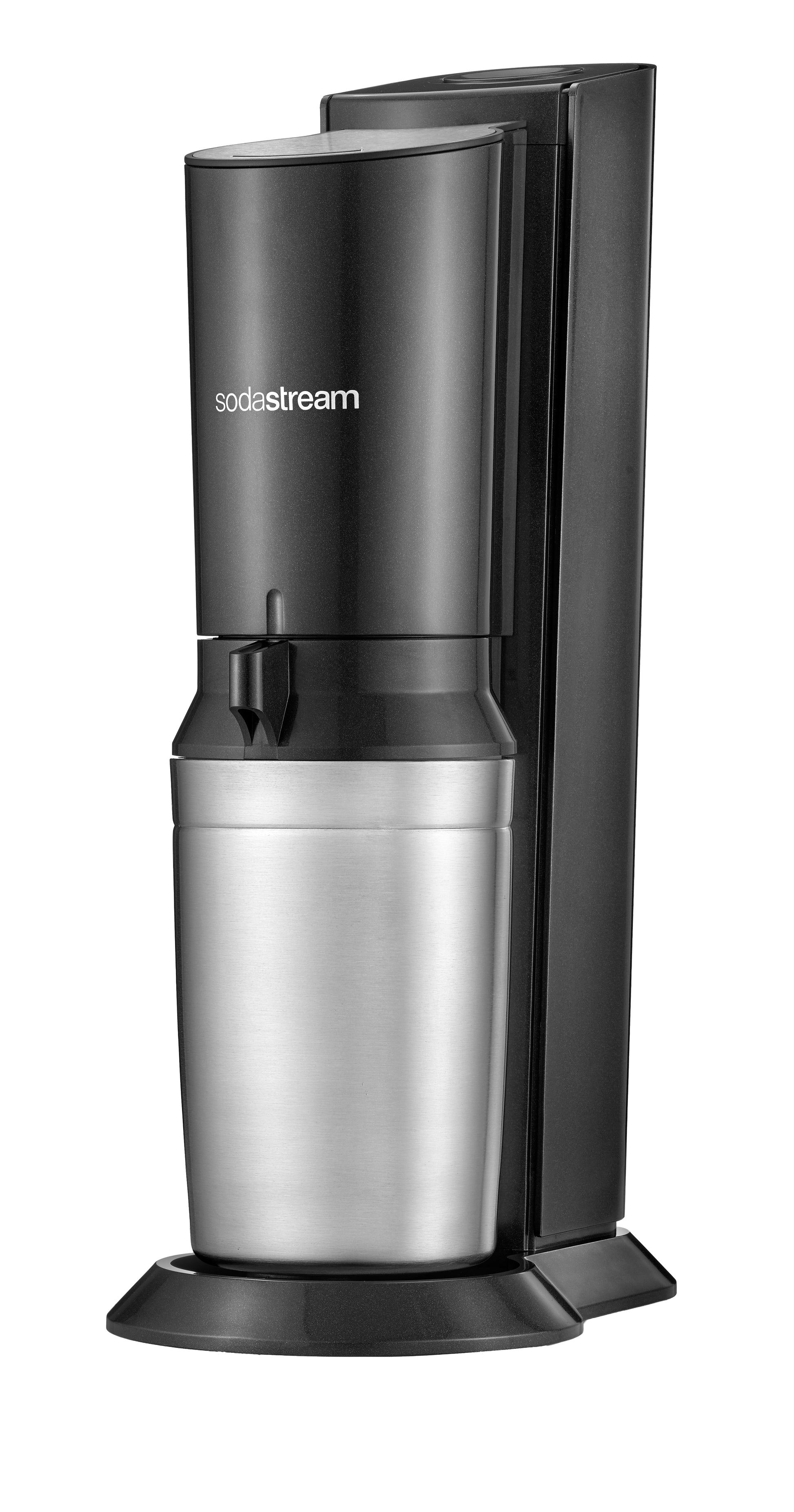 SodaStream Wassersprudler Crystal 3.0 – 0,615 l Glasflasche, 60 l Zylinder – schwarz/Edelstahl