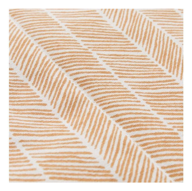 URBANARA Wohndecke – Baumwolle, Aprikose, Weiss, Salbeigrün – 130 × 190 cm