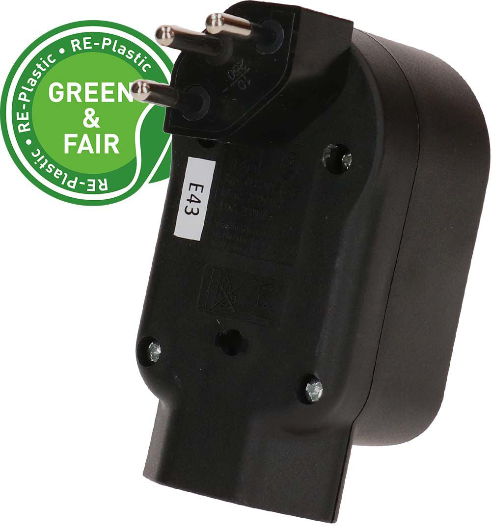 Max Hauri AG Max Hauri ADAPT 2+1x Typ 13 Abzweigstecker – 3× Typ 13, 230 V, 2300 W, 10 A – Schwarz