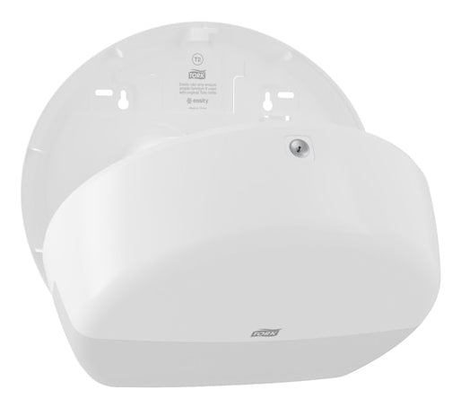 Tork Toilettenpapierspender – Kunststoff, Weiss, Mini Jumbo (T2), Abschliessbar, 13,2 × 34,5 × 27,5 cm