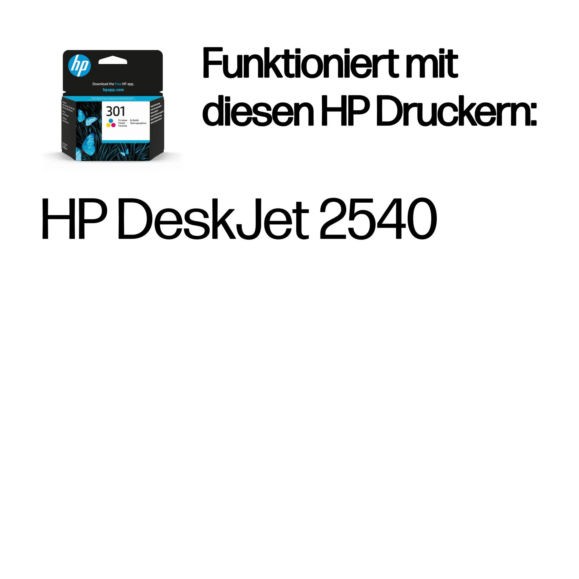 HP 301 Dreifarbig Tintenpatrone (Original) – 150 Seiten – für HP DeskJet 2540