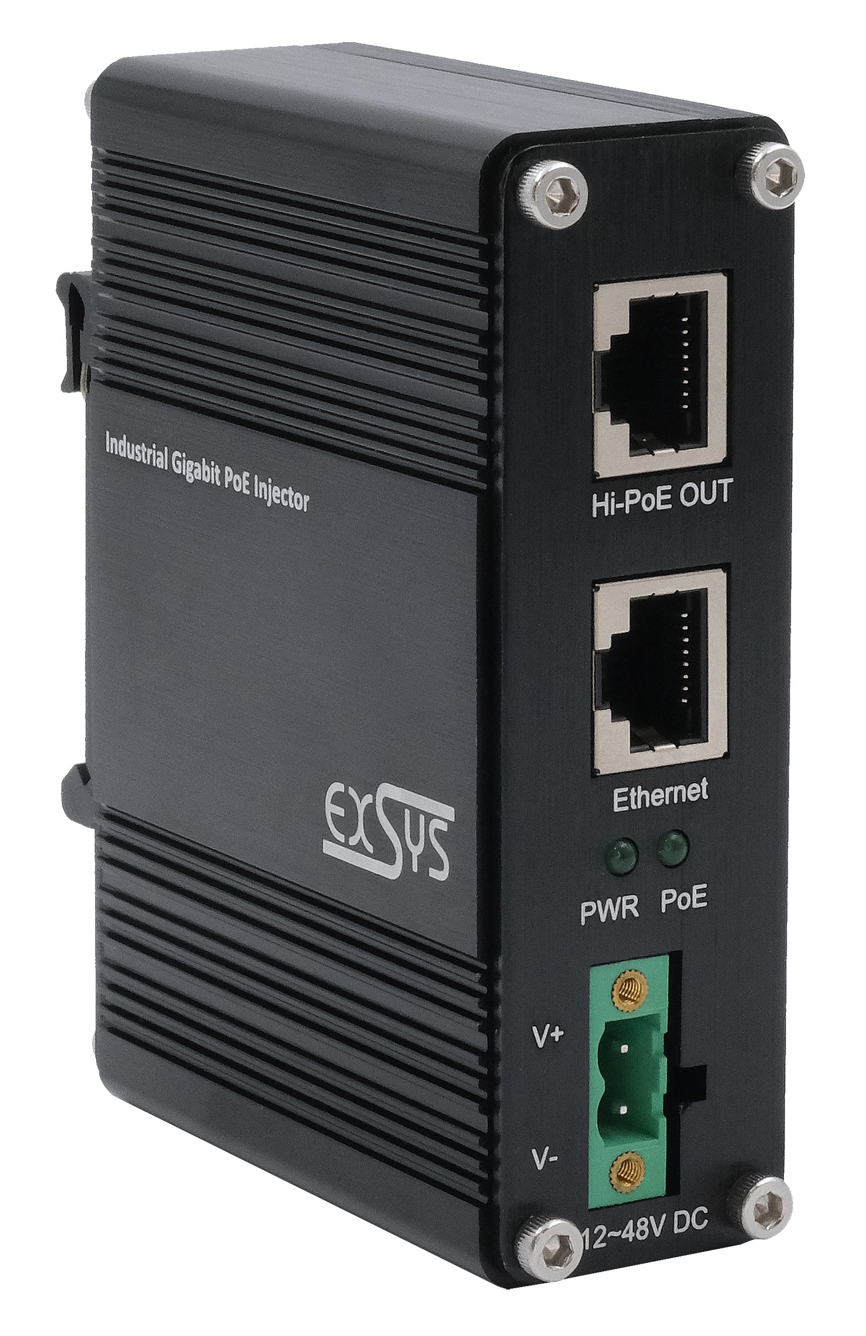EXSYS EX-60310 PoE-Injektor – 60 W (IEEE 802.3af/at/bt), Gigabit, 2× RJ-45