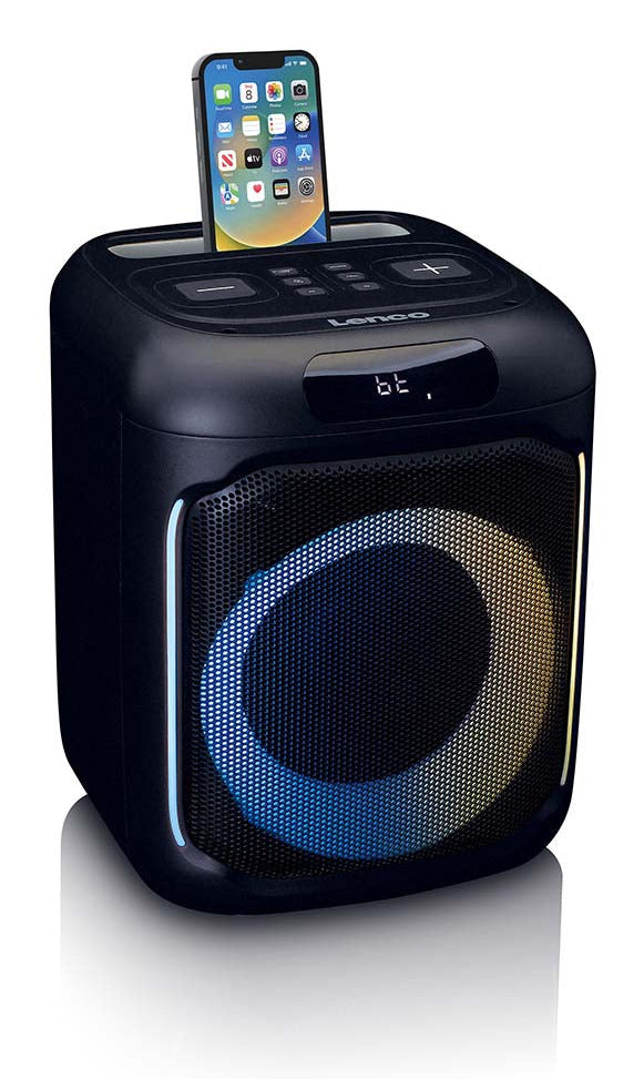 Lenco PA-101BK – Party-Lautsprecher – 100 W, LED, IPX4, 14 h Akku – Schwarz