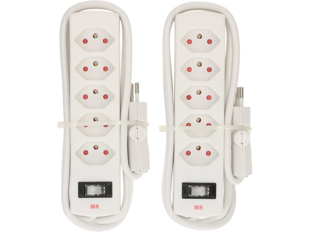 Max Hauri AG Max Hauri – Steckdosenleiste, 5× T13, mit Schalter, 2 m, Stecker T12, IP20
