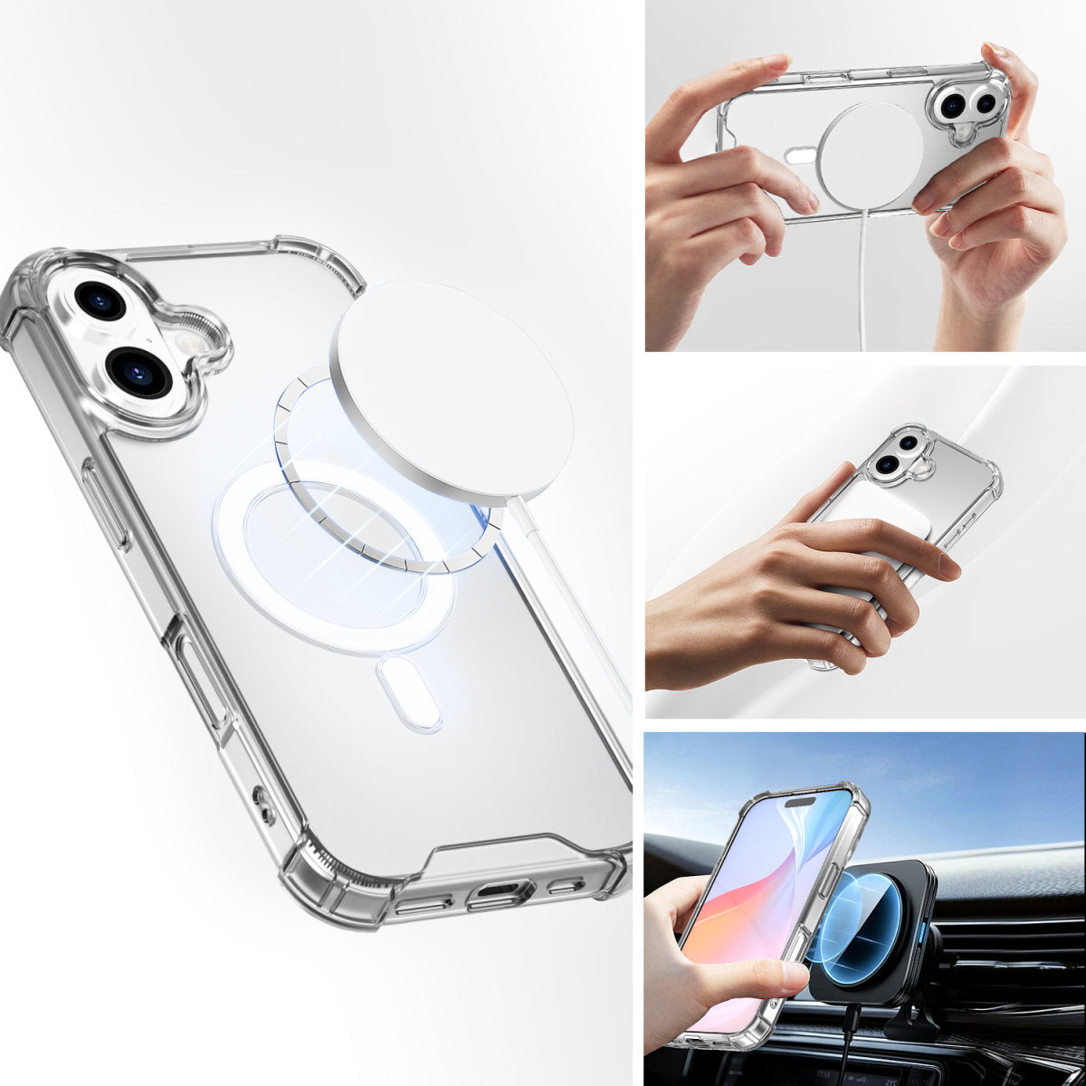 4smarts Hybrid Case Ibiza Backcover – für Apple iPhone 16, PC+TPU, Transparent, bis 1,2 m sturzsicher