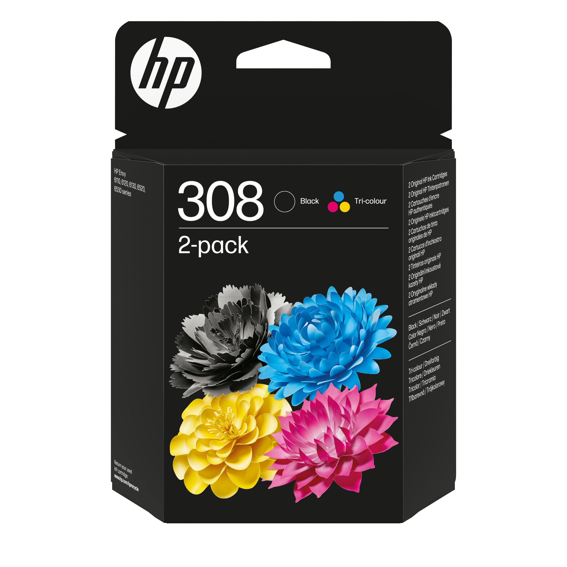 HP 308 Tintenpatronen-Multipack, 2er-Set (Original) – für DeskJet 2900/4300, Envy 6110e/6120e …