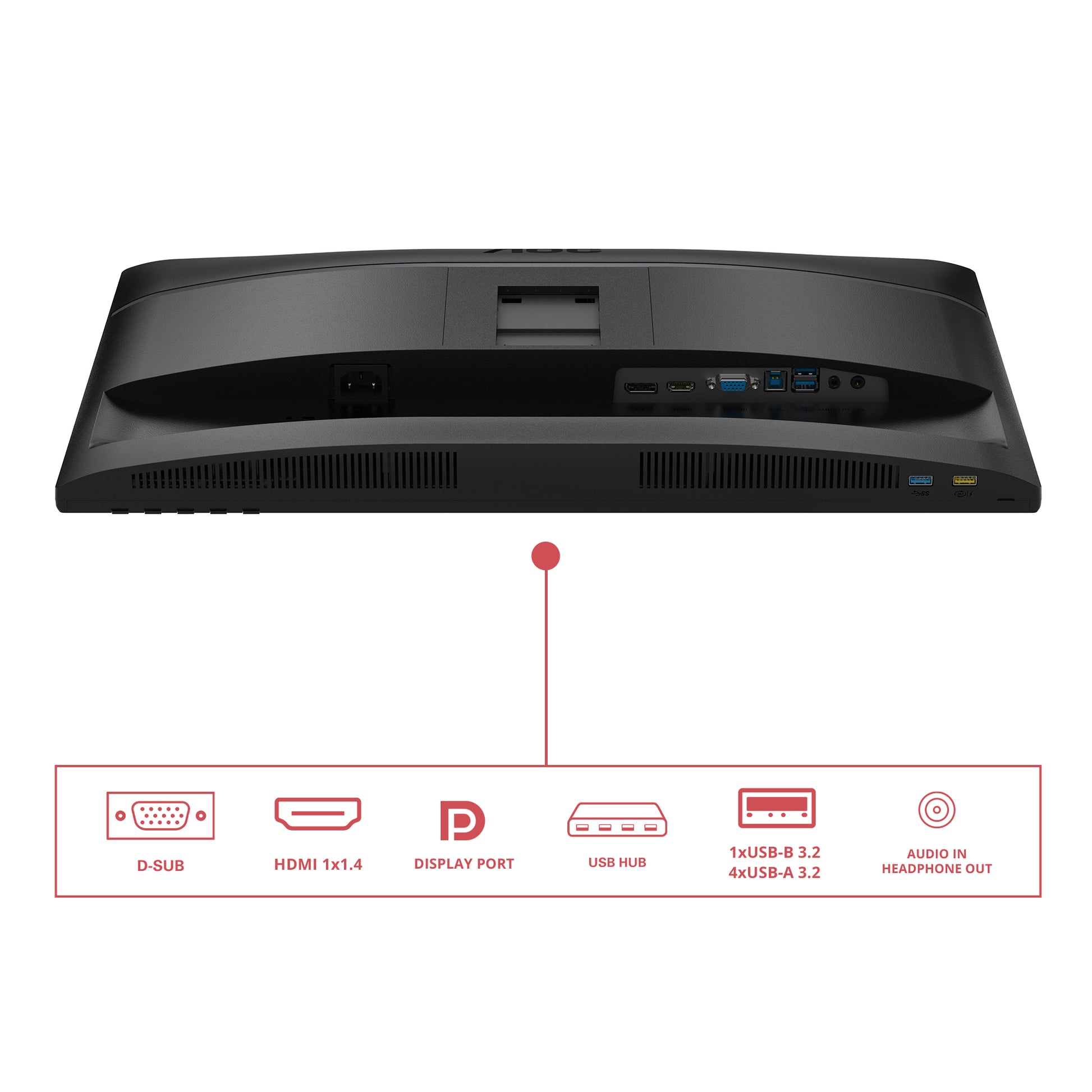 AOC 24E4U – Monitor, 23,8", IPS, 120 Hz, 300 cd/m², USB-Hub, Integrierte Lautsprecher, VESA 100 × 100, Schwarz