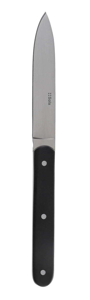Sola Steakmesser – 11 cm, glatter Schliff, Edelstahl, Kunststoffgriff, schwarz matt, spülmaschinenfest