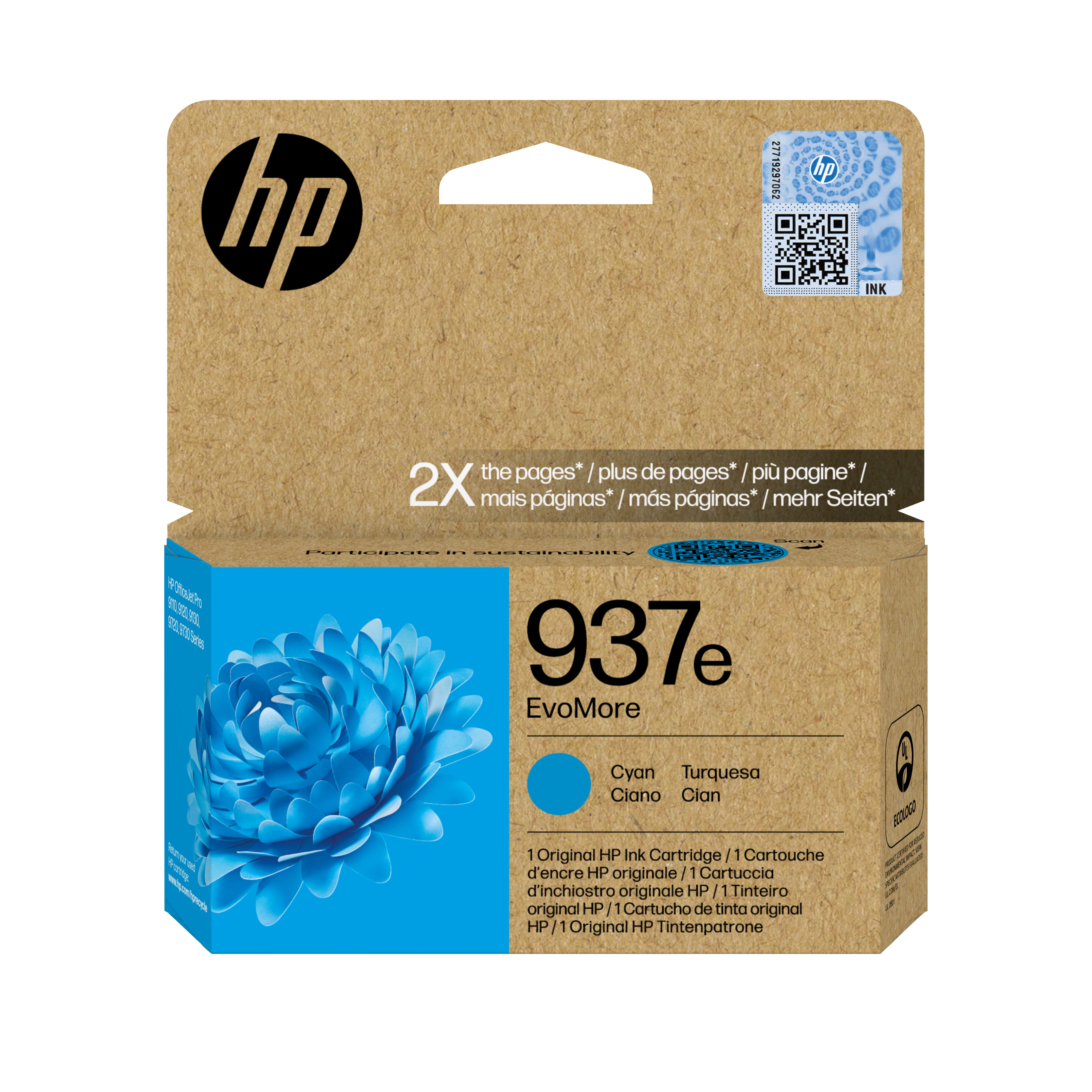 HP 937e EvoMoreXL Cyan Tintenpatrone (Original) – 1'650 Seiten – für HP 937e