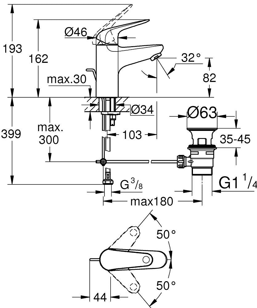 GROHE Swift Unterputz-Badebatterie – Einhebelmischer, Messing, Chrom