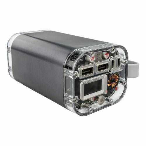 Ansmann Powerbank 40000 mAh, PD 100 W, 2× USB-C, 2× USB-A, LED Lampe, IP67, TFT-LCD, Silber