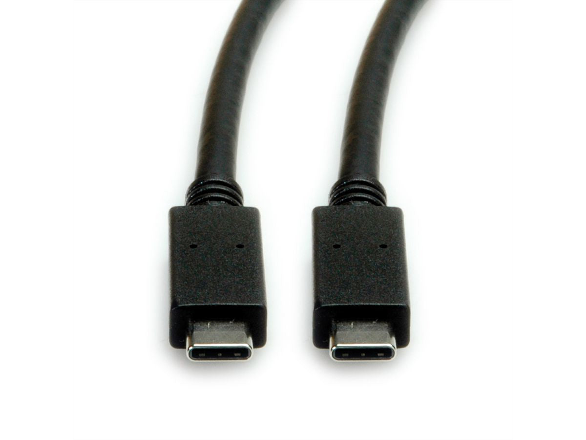 ROLINE USB-C auf USB-C Kabel – USB 3.2 Gen 2 (10 Gbit/s) – 0,5 m – PD 100 W – Schwarz