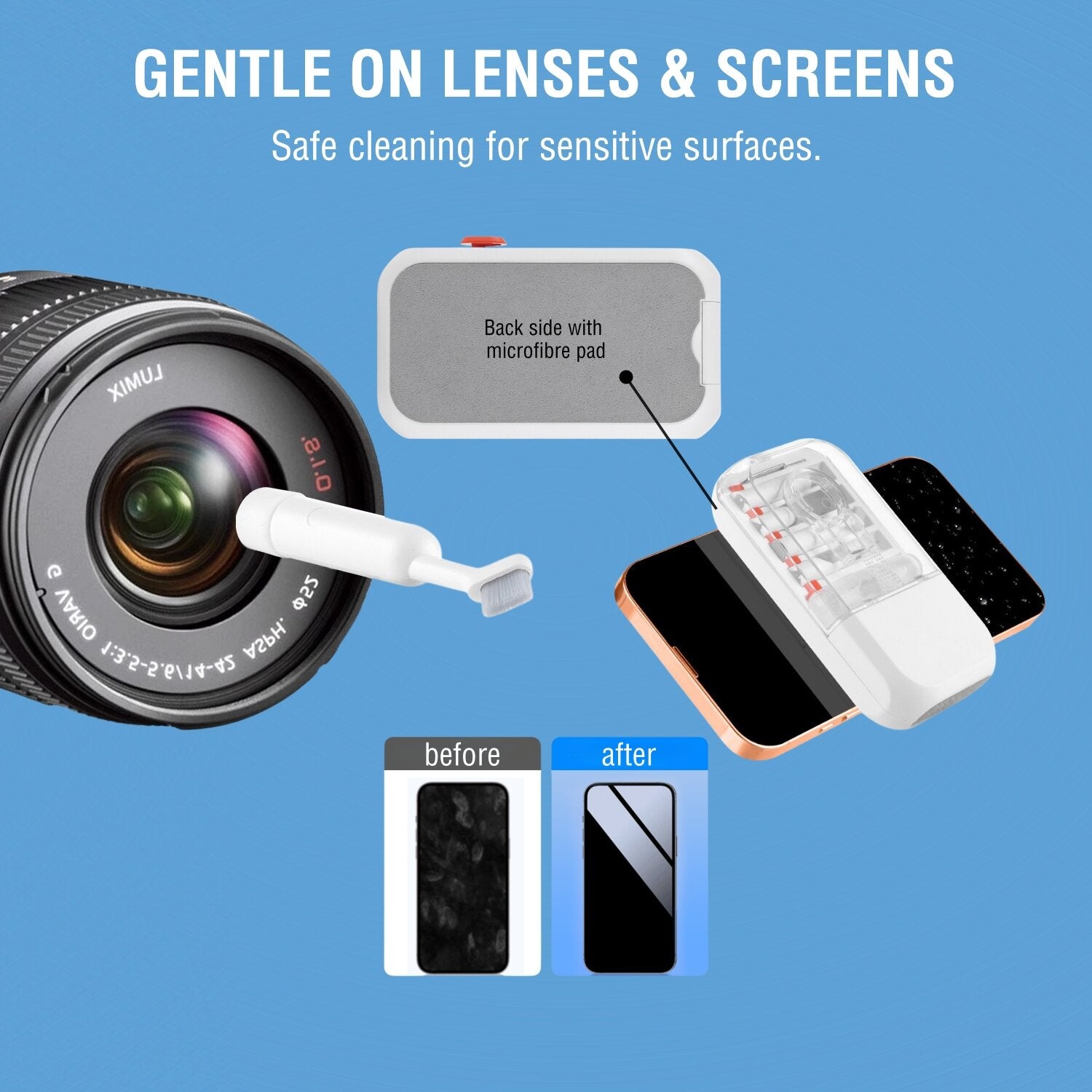 4smarts Display-Reinigungsset, 10er-Set – für Smartphones und Geräte – Weiss/Grau