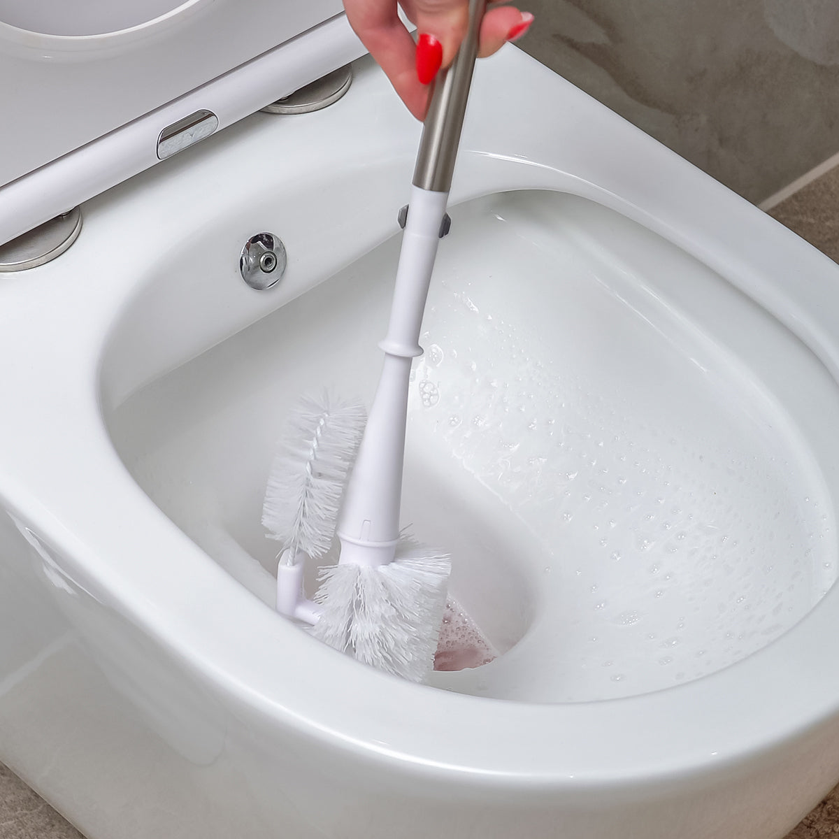 CREaCLEAN CLARISSA – WC-Bürste – Polypropylen, Edelstahl, Kopf austauschbar, mit Randreiniger, H 36,2 cm