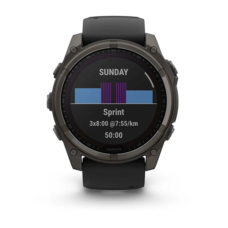 Garmin Fenix 8 Solar – GPS-Smartwatch – 51 mm, 1,4", GPS, WLAN, Saphirglas, 100 m, Schwarz, Sportarmband