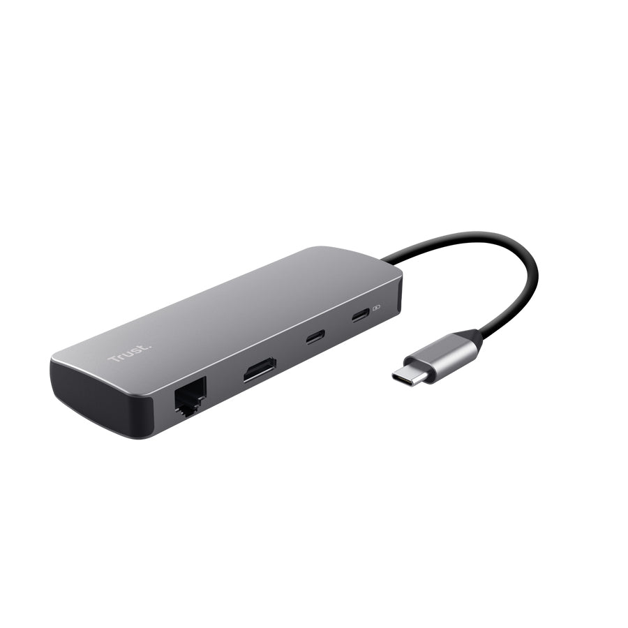 Trust Dalyx 8-in-1 Multiport-Adapter – für Chromebooks, USB-Port, silber