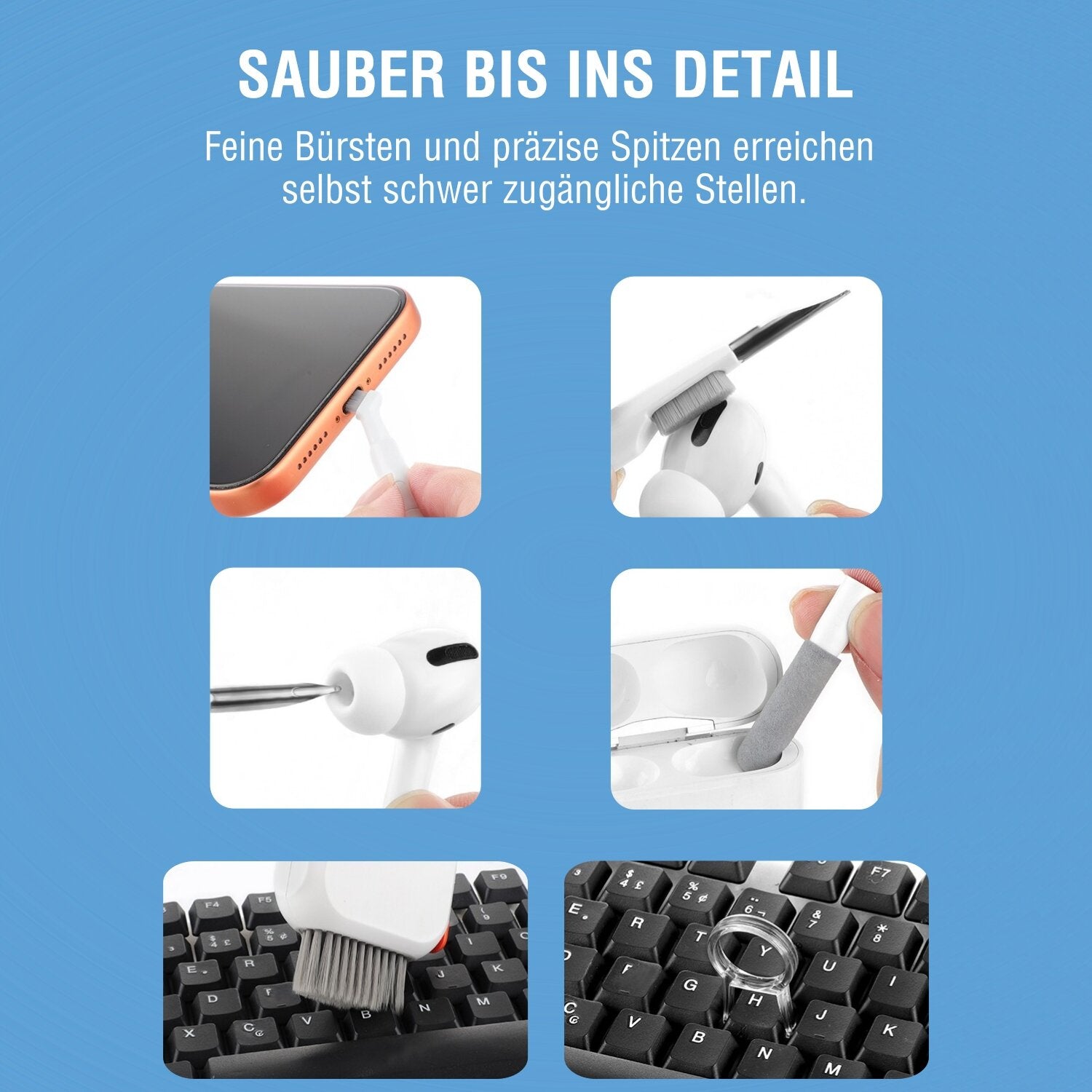 4smarts Display-Reinigungsset, 10er-Set – für Smartphones und Geräte – Weiss/Grau