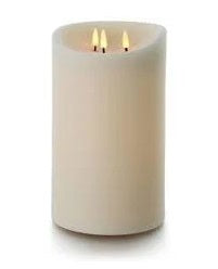 Balthasar LED Echtwachskerze Aussen – Ø 15 cm, Warmweiss, Batteriebetrieb, Timer, Fernbedienung – Creme, Wachs