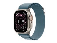 Apple Watch Ultra 3 – Smartwatch – 49 mm, LTE, OLED, Saphirglas, 100 m, Natürliches Titan, Hellblau