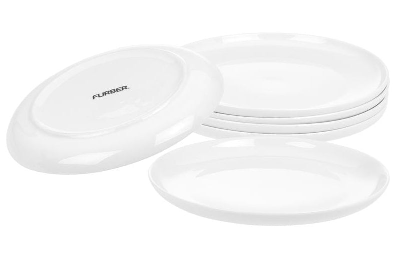 Furber. Furber Teller – 6er Set, Ø 21 cm, Knochenporzellan, Weiss, spülmaschinenfest