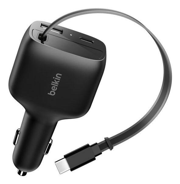 Belkin Ladegerät – 75 W, mit einziehbarem USB-C-Kabel – für Auto