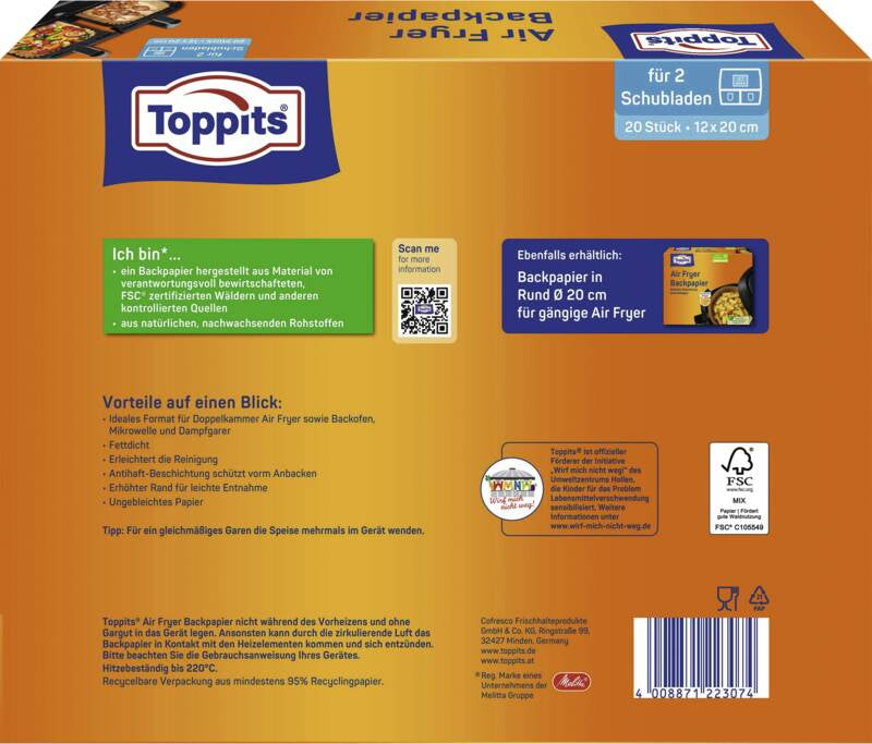 Toppits Backpapier 12 × 20 cm, 20 Stk., braun