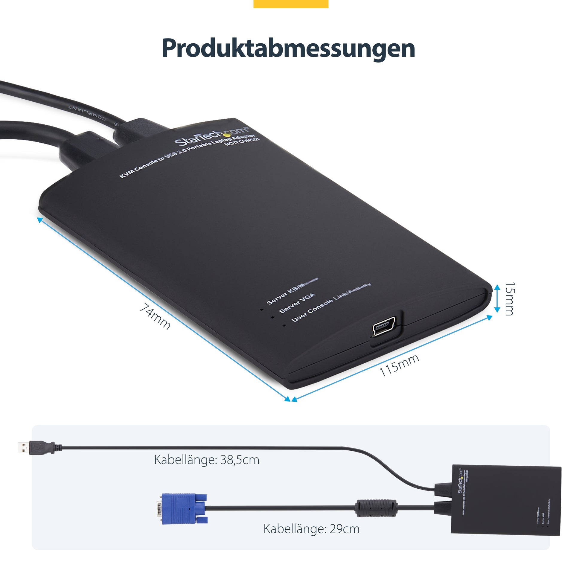 StarTech.com USB-Extender (KVM Crash-Cart Adapter) – VGA, USB 2.0, USB Mini-B/USB A, PS/2 – für Laptop