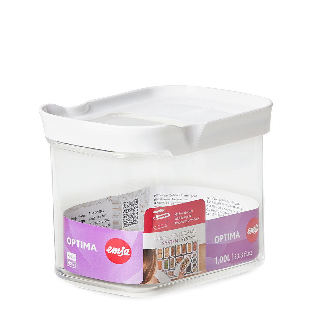 EMSA Optima – Vorratsdose 1 l, 16 × 9,9 × 12,5 cm, Kunststoff, Transparent