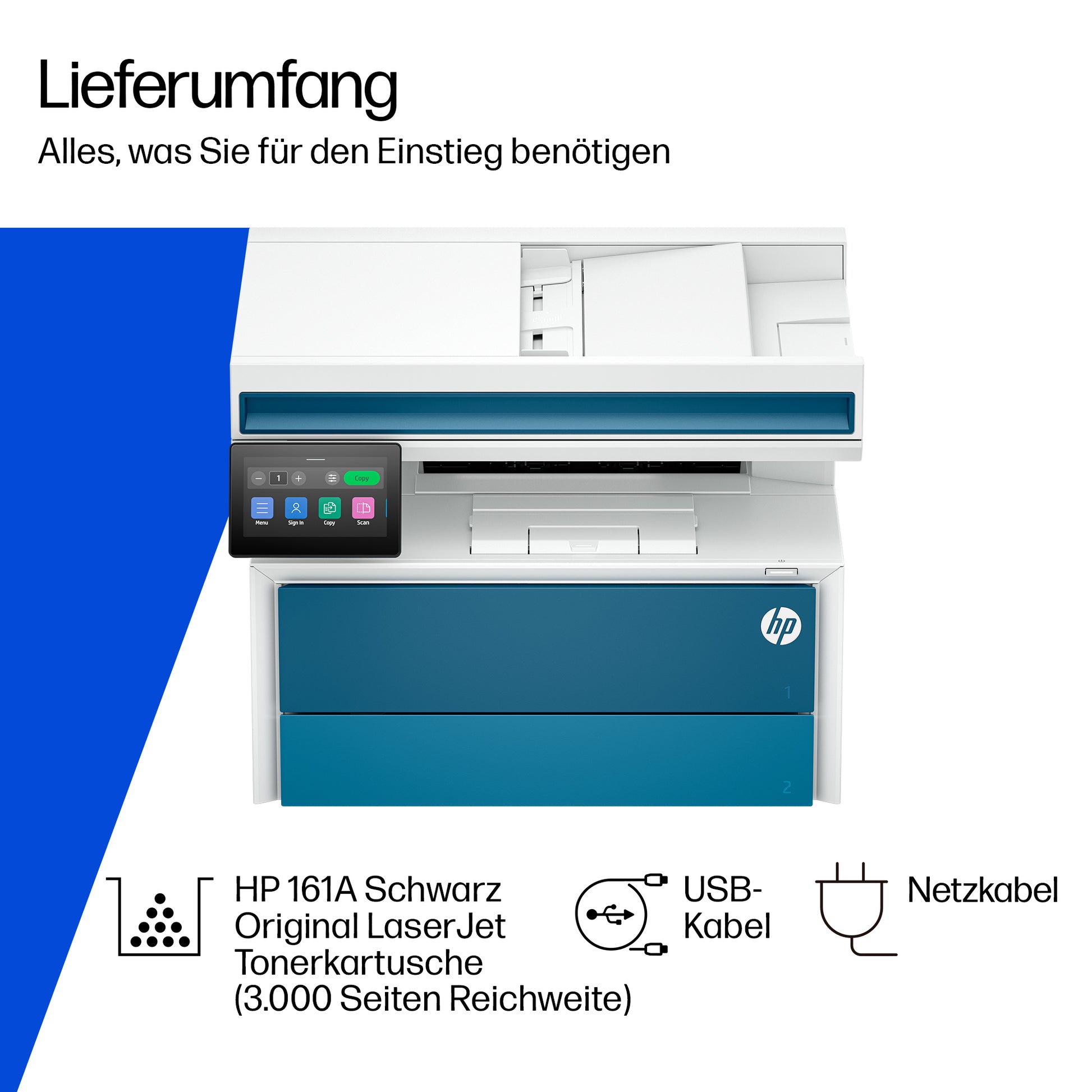 HP Laserjet Pro 4113Dwg Schwarz – SW Laser-Multifunktionsdrucker, A4, 3-in-1, Duplex, WLAN/LAN, Touchscreen
