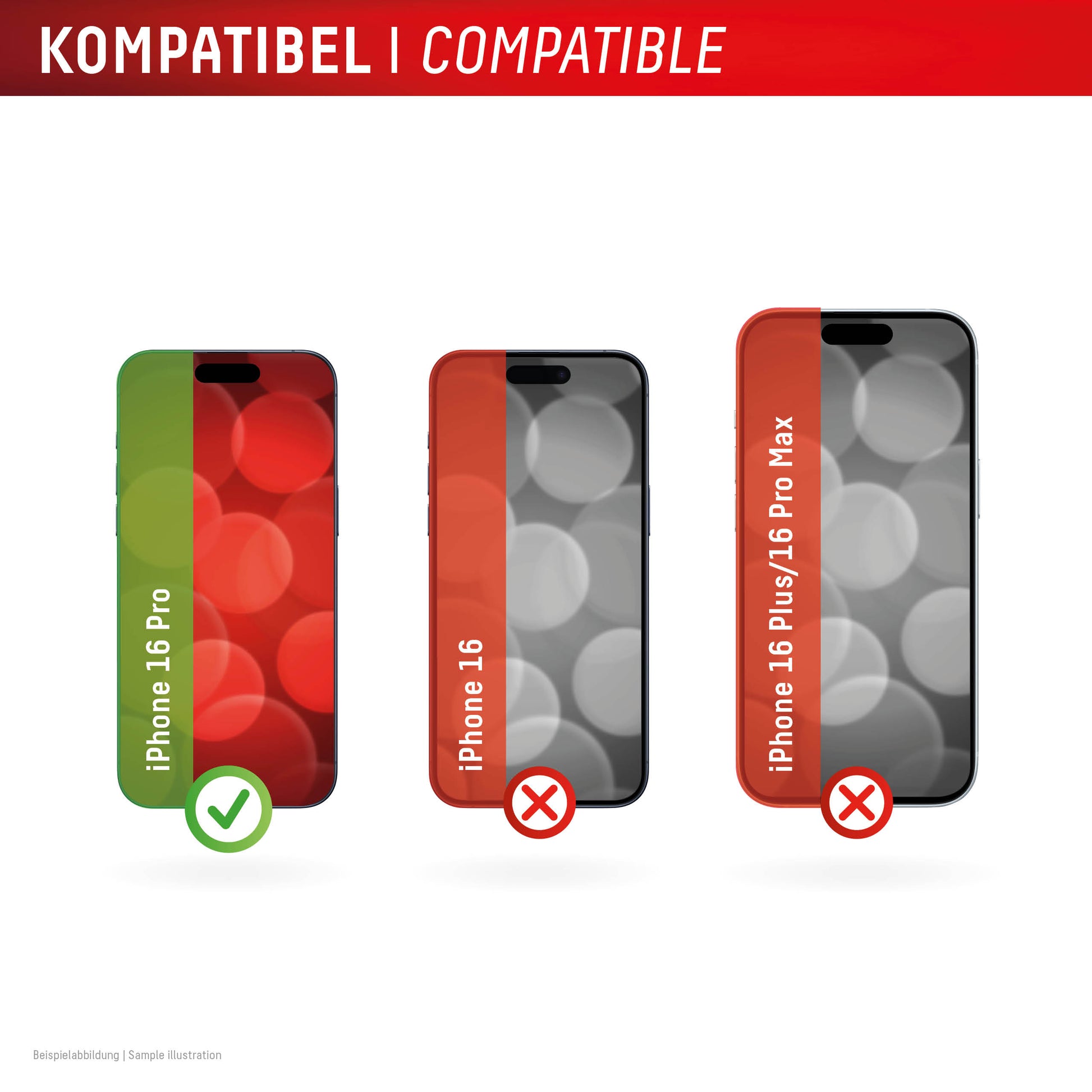 Displex Displayschutz (Panzerglas), Full Cover – für iPhone 16 Pro – mit Applikator