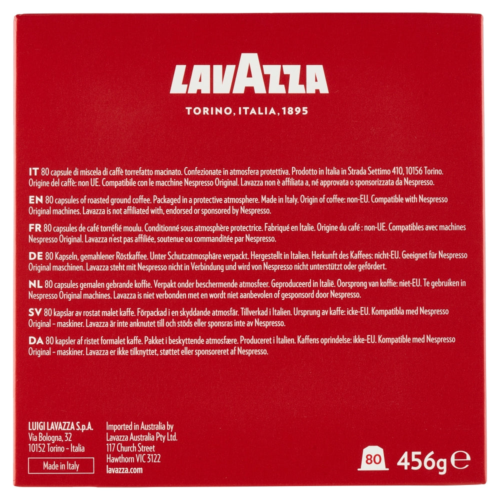 Lavazza Rossa – Kapseln für Nespresso – Espresso, Intensität 10, Schokolade, 80 Kapseln