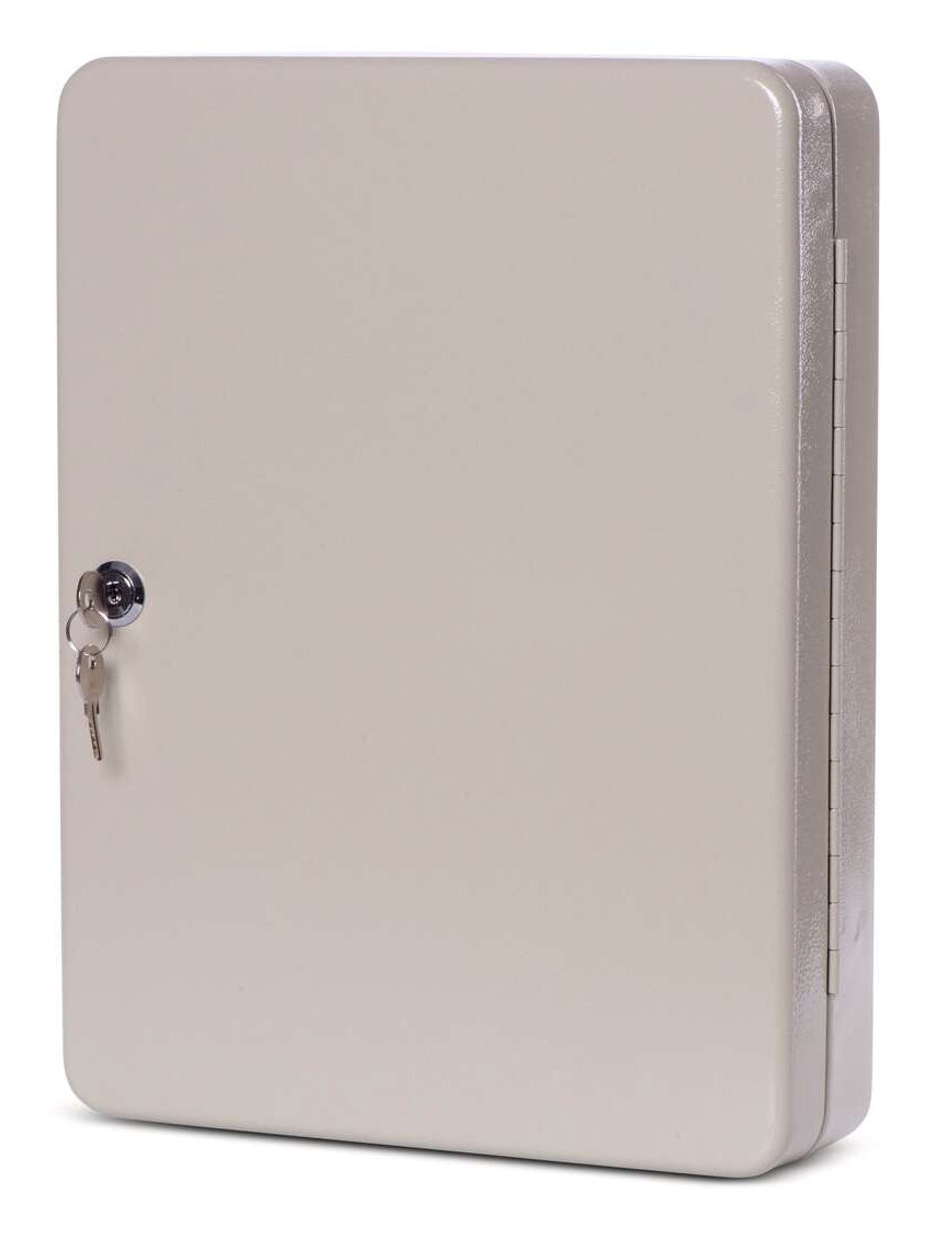 MAUL Schlüsselkasten, 140 Haken, Zylinderschloss, Stahl, Grau – B 371 × H 285 × T 82 mm