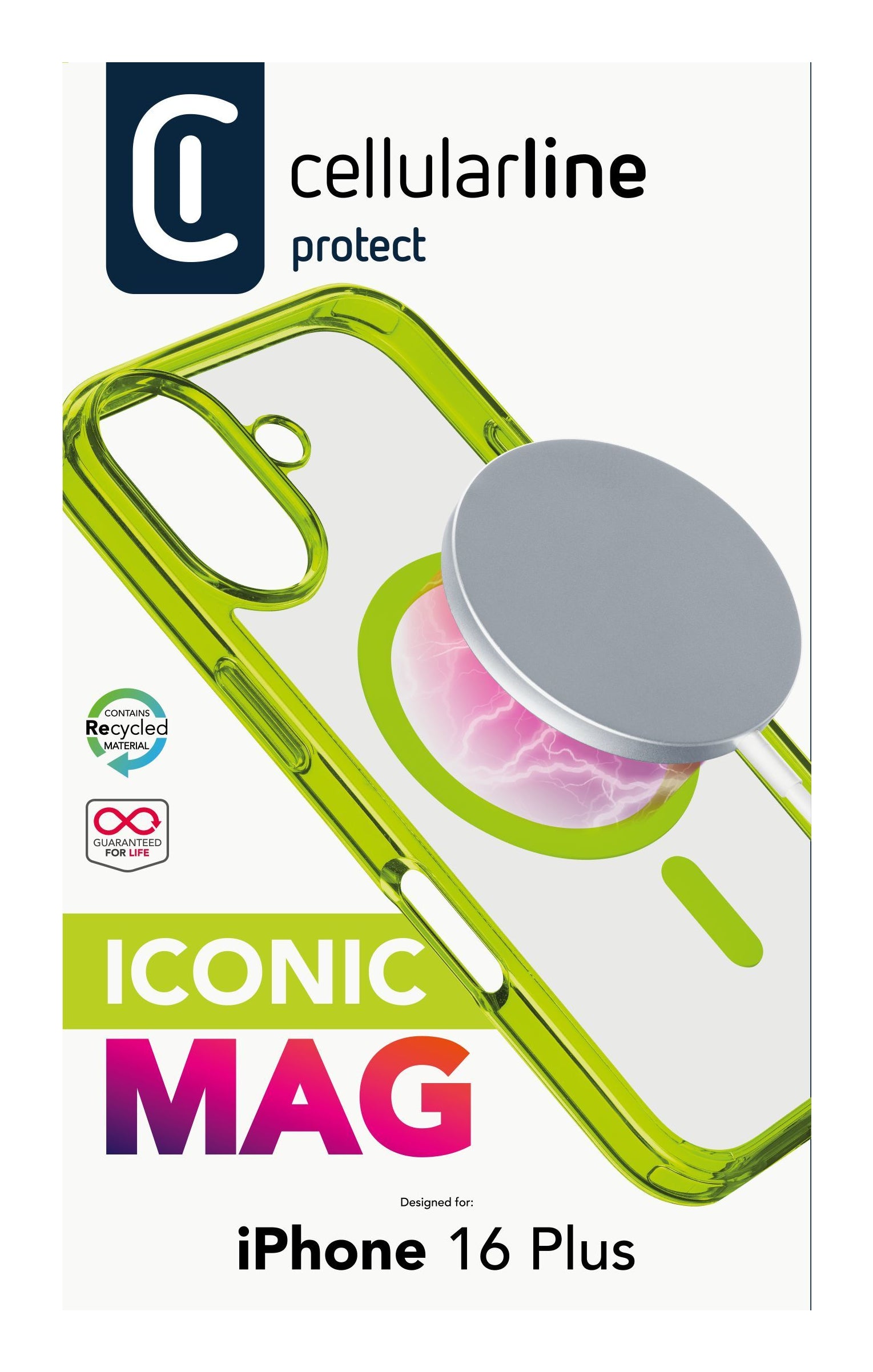 Cellularline Backcover Iconic – für Apple iPhone 16 Plus – grün – MagSafe kompatibel