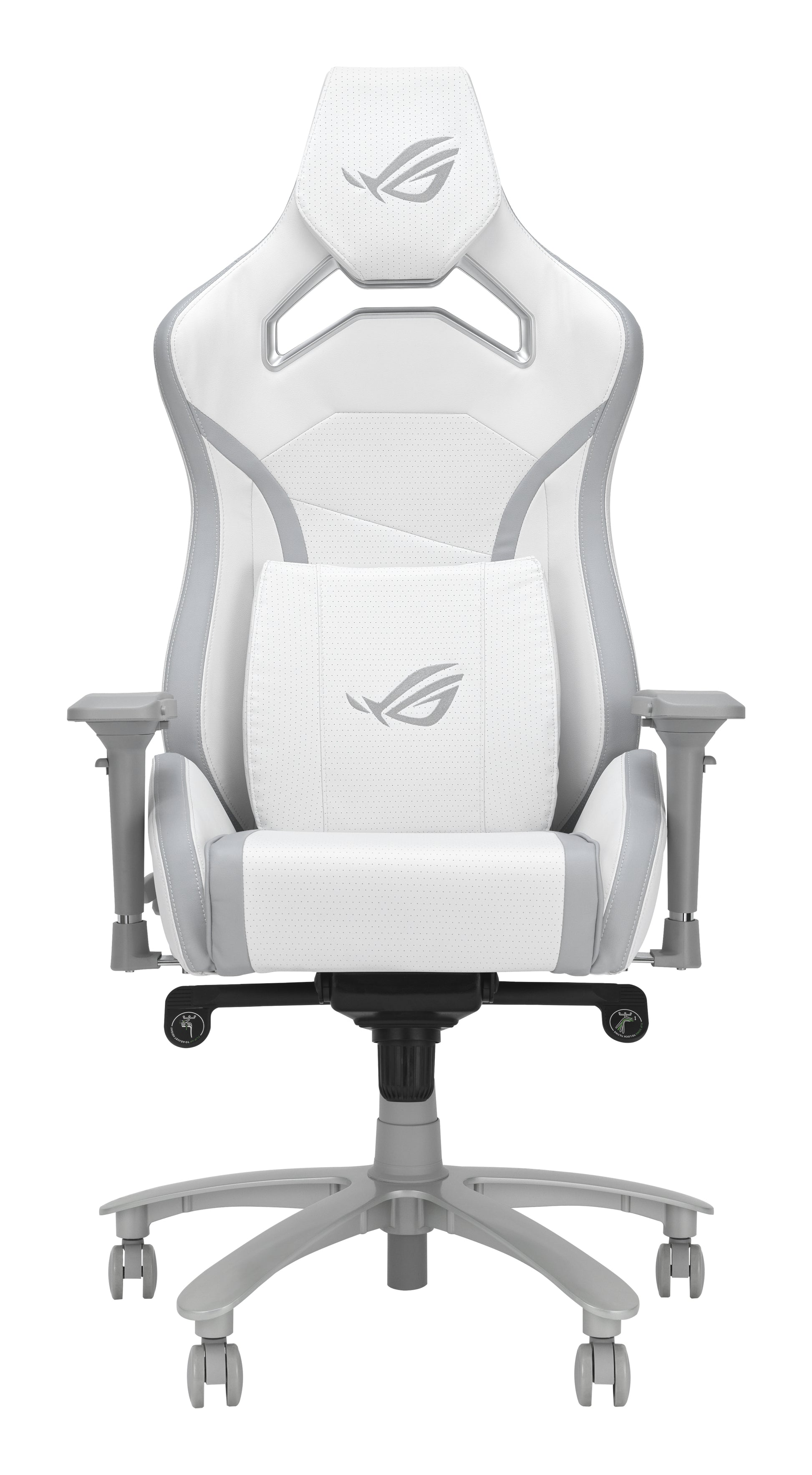 ASUS ROG Chariot X Core Gaming-Stuhl – Kunstleder – Weiss, 4D-Armlehnen, mit Kopfstütze, Lendenkissen, bis 136 kg