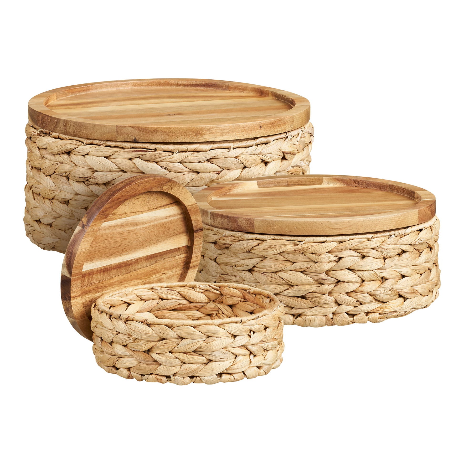 House Nordic Aufbewahrungskorb 3er Set – Wasserhyazinthe – Beige – 300 × 150 × 300 mm