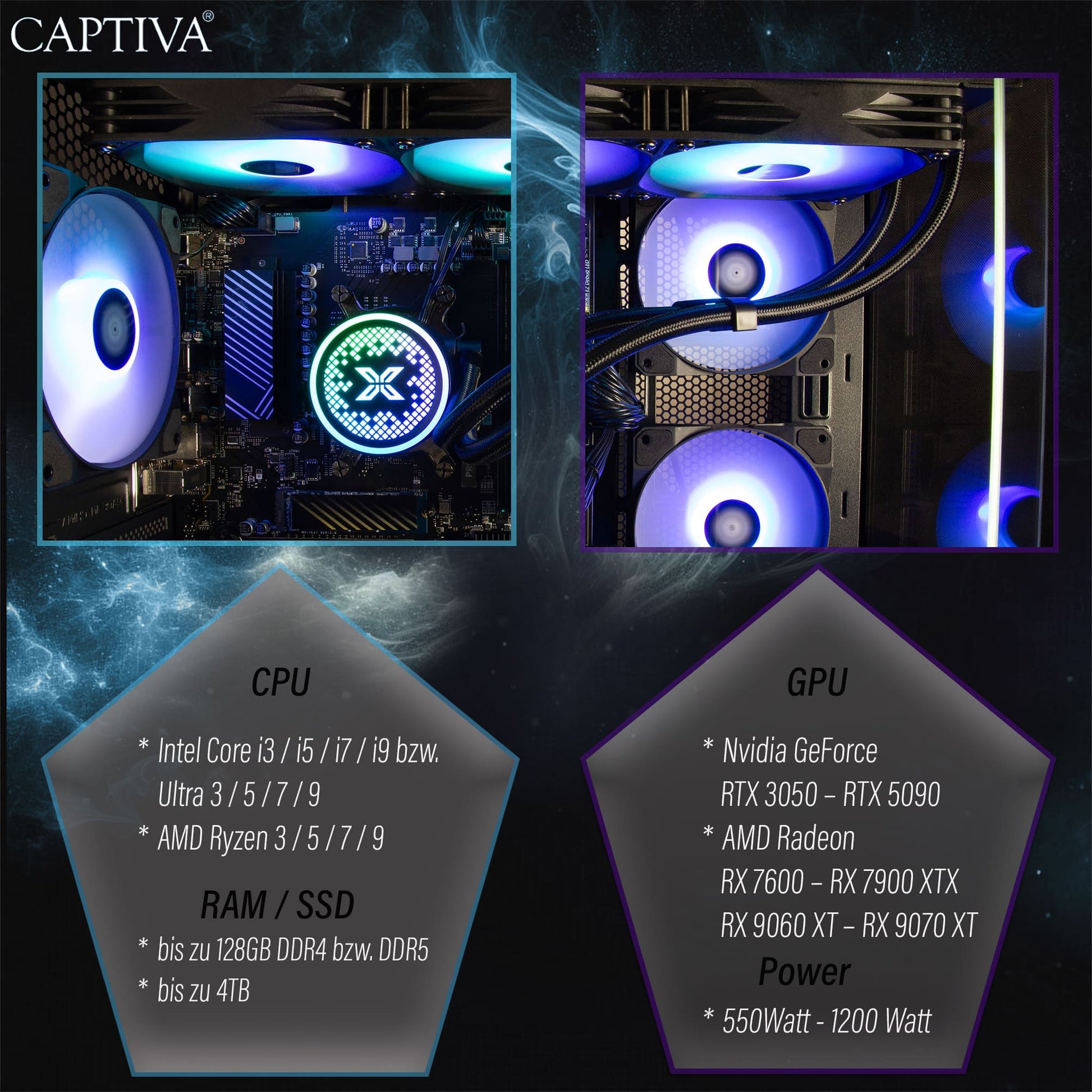 Captiva Highend Gaming R95-397 Tower – AMD Ryzen 7 9800X3D, 32 GB RAM, 2 TB SSD, Windows 11 Home